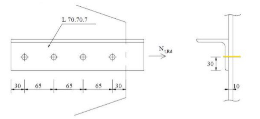 The bolted connection is made with steel grade S