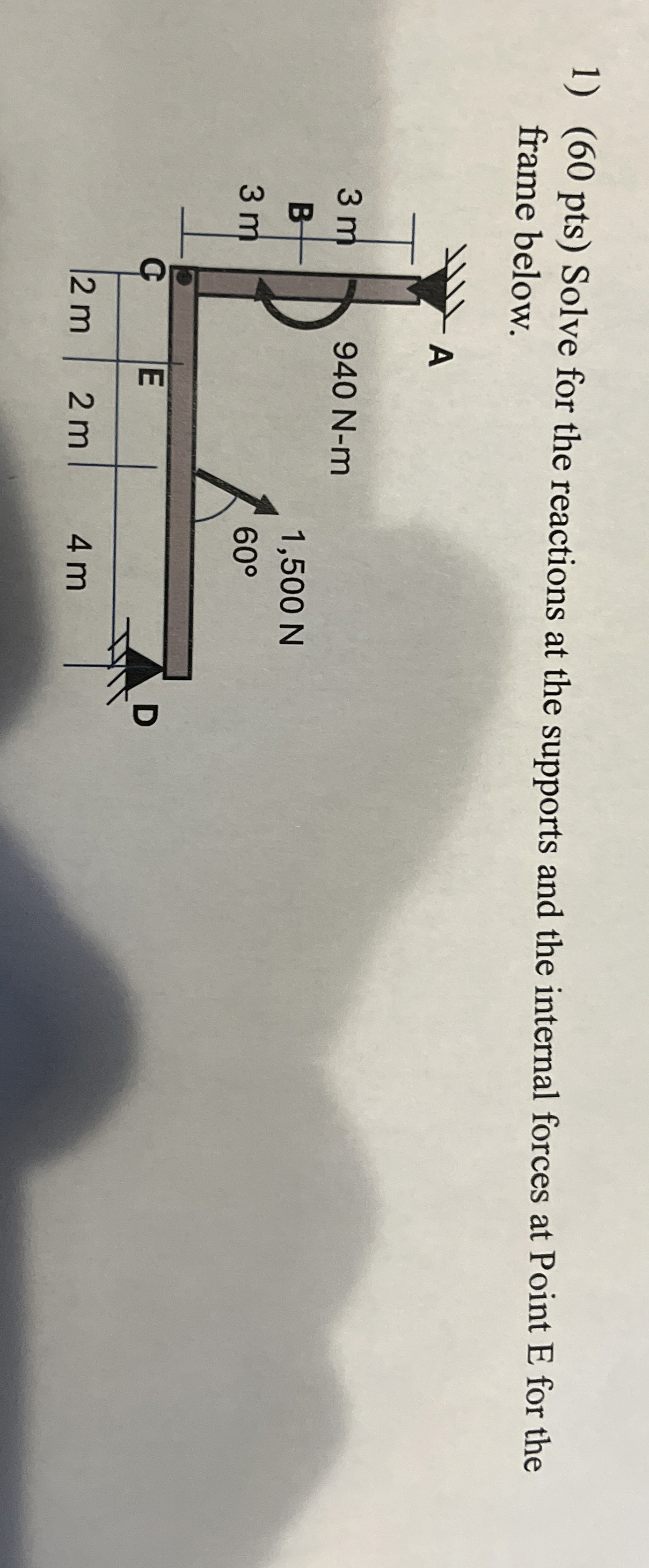 ( 6 0 pts ) Solve for the reactions at the