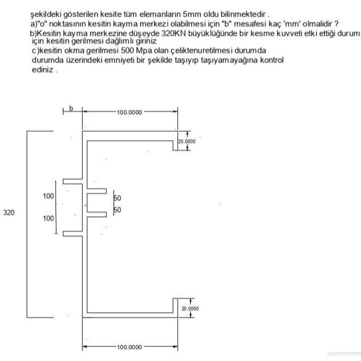 ekildeki g sterilen kesite t m elemanlar n 5 m m
