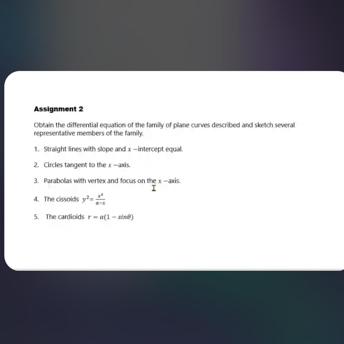 Assignment 2 Obtain the differential equation of