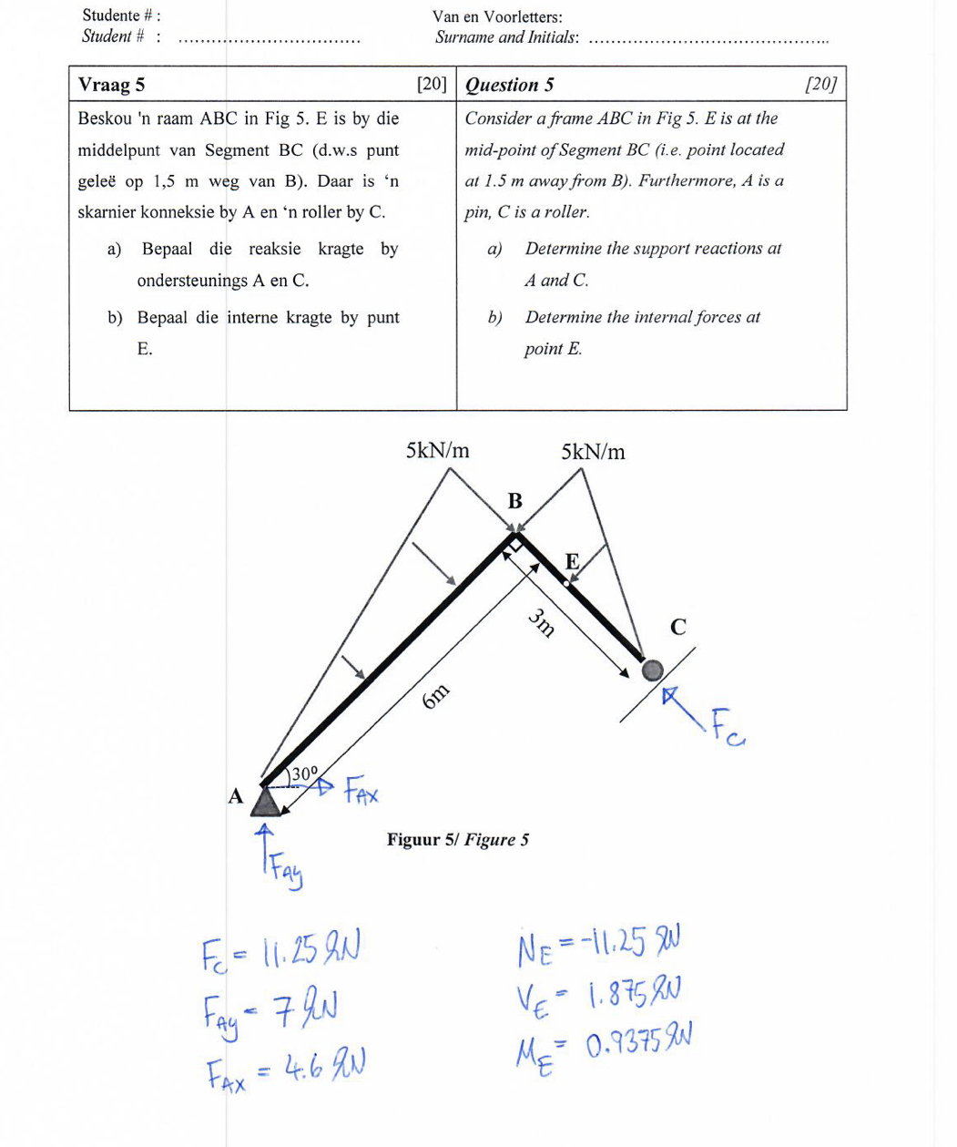 Studente #: Student # : Van en Voorletters: