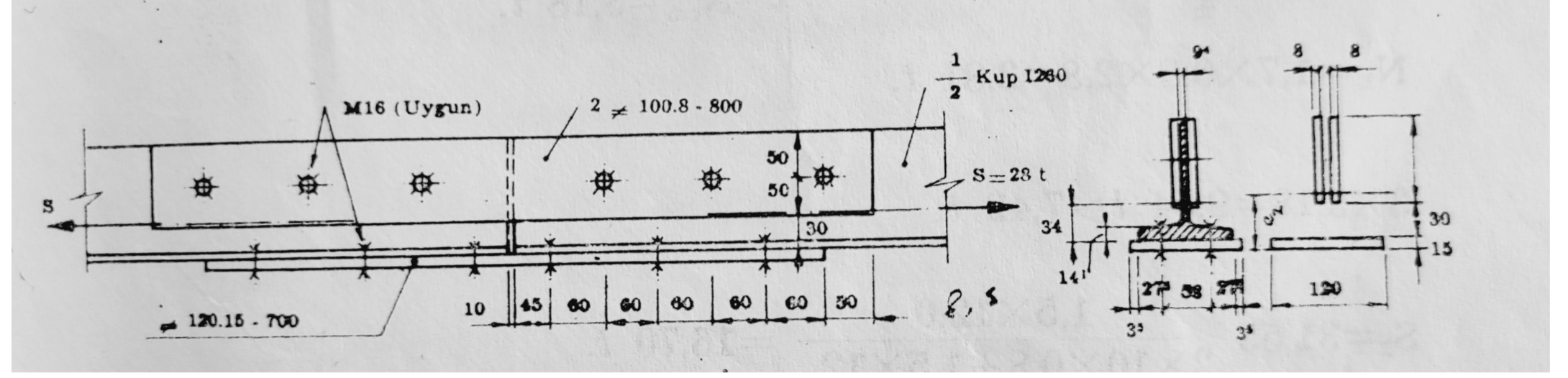 The figure shows the joint with splice plates of