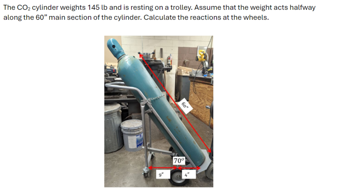 The C O 2 cylinder weights 1 4 5 lb and is