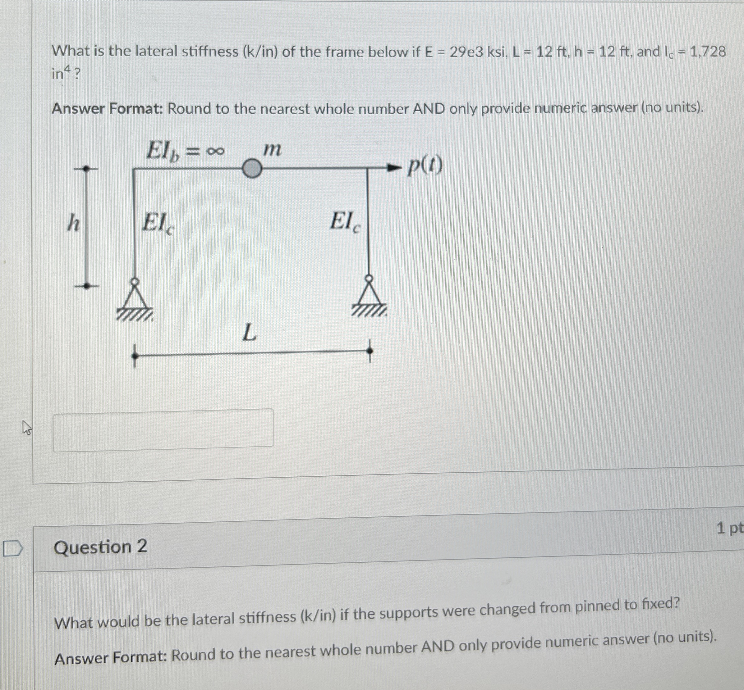 What is the lateral stiffness ( k i n ) of the