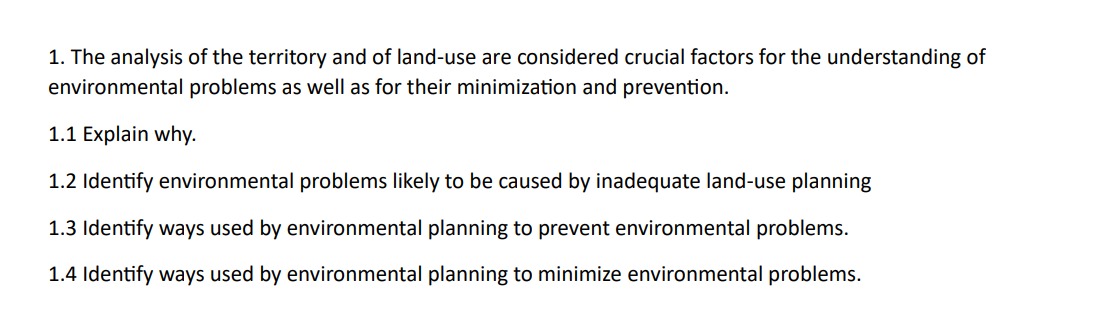 The analysis of the territory and of land - use