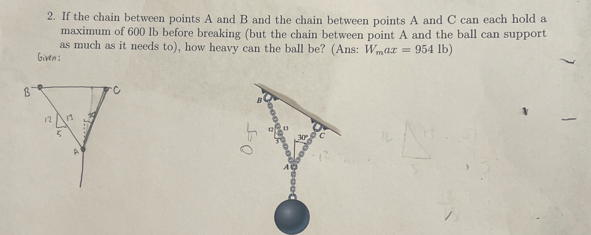 If the chain between points A and B and the chain
