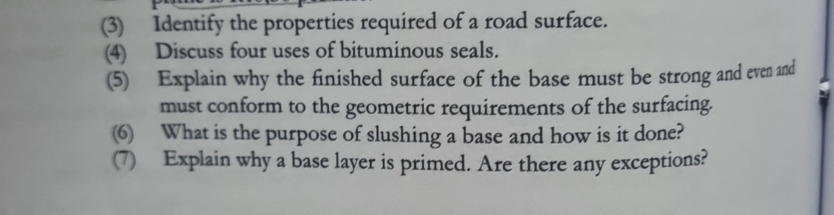 ( 3 ) Identify the properties required of a road