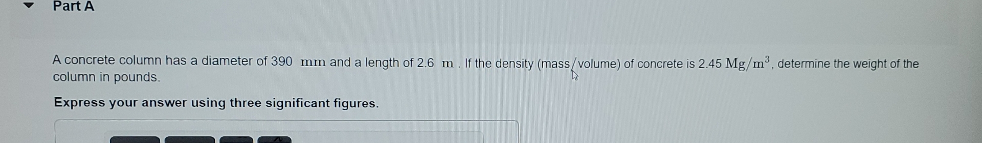 Part A A concrete column has a diameter of 3 9 0