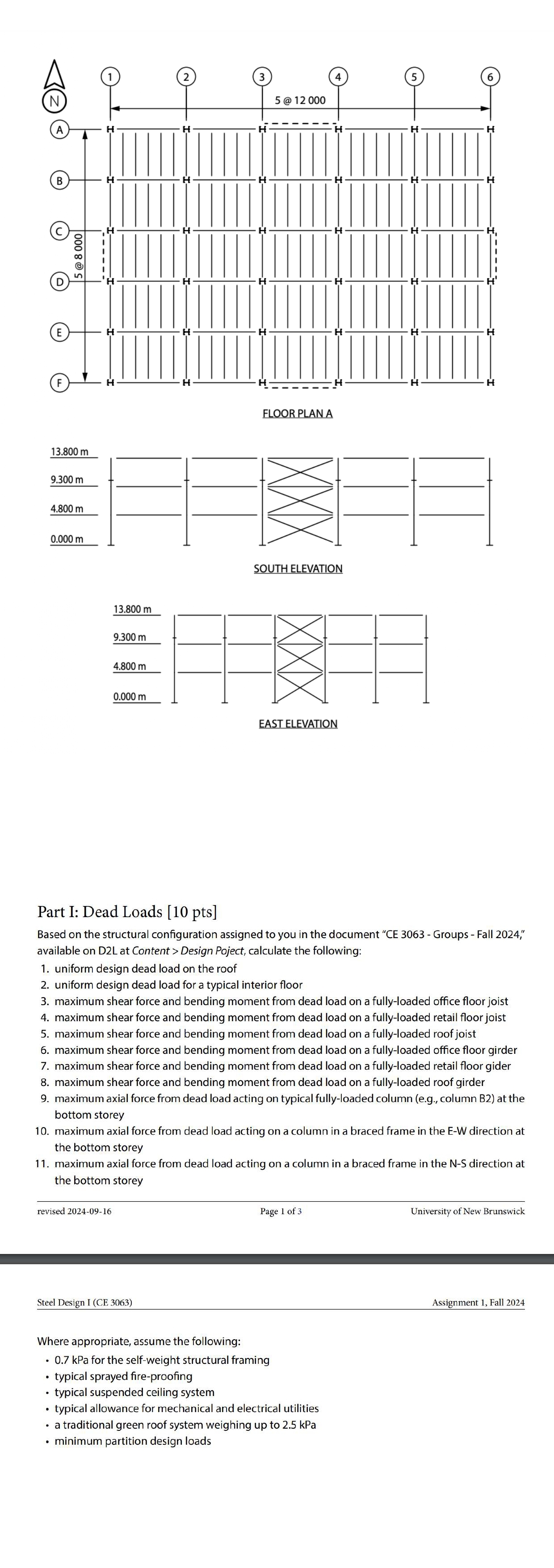 PLEASE HELP ME SOLVE THIS FAST Part I: Dead Loads