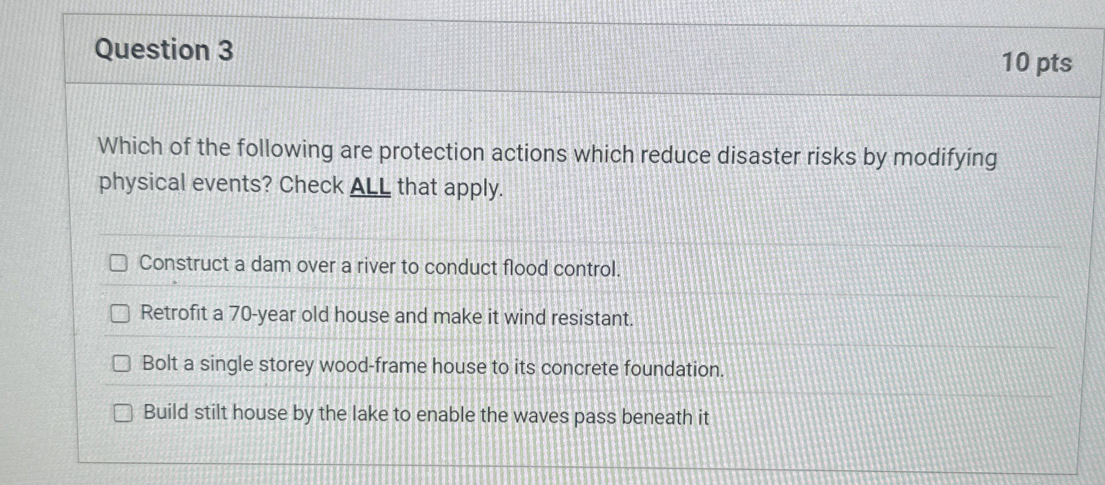 Question 3 Which of the following are protection