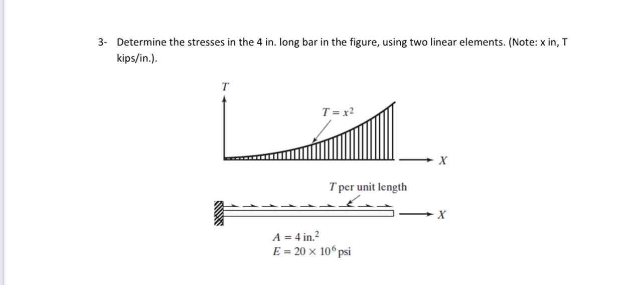3 - Determine the stresses in the 4 in . long bar