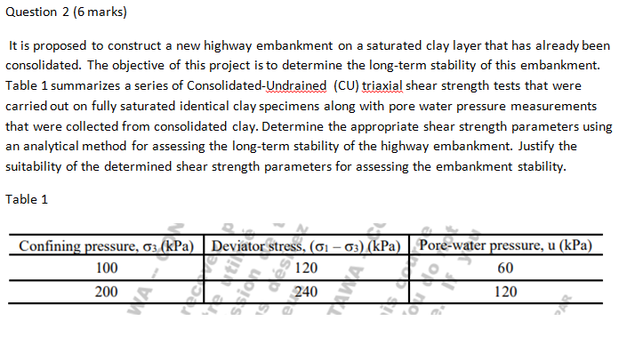 Question 2 ( 6 marks ) It is proposed to