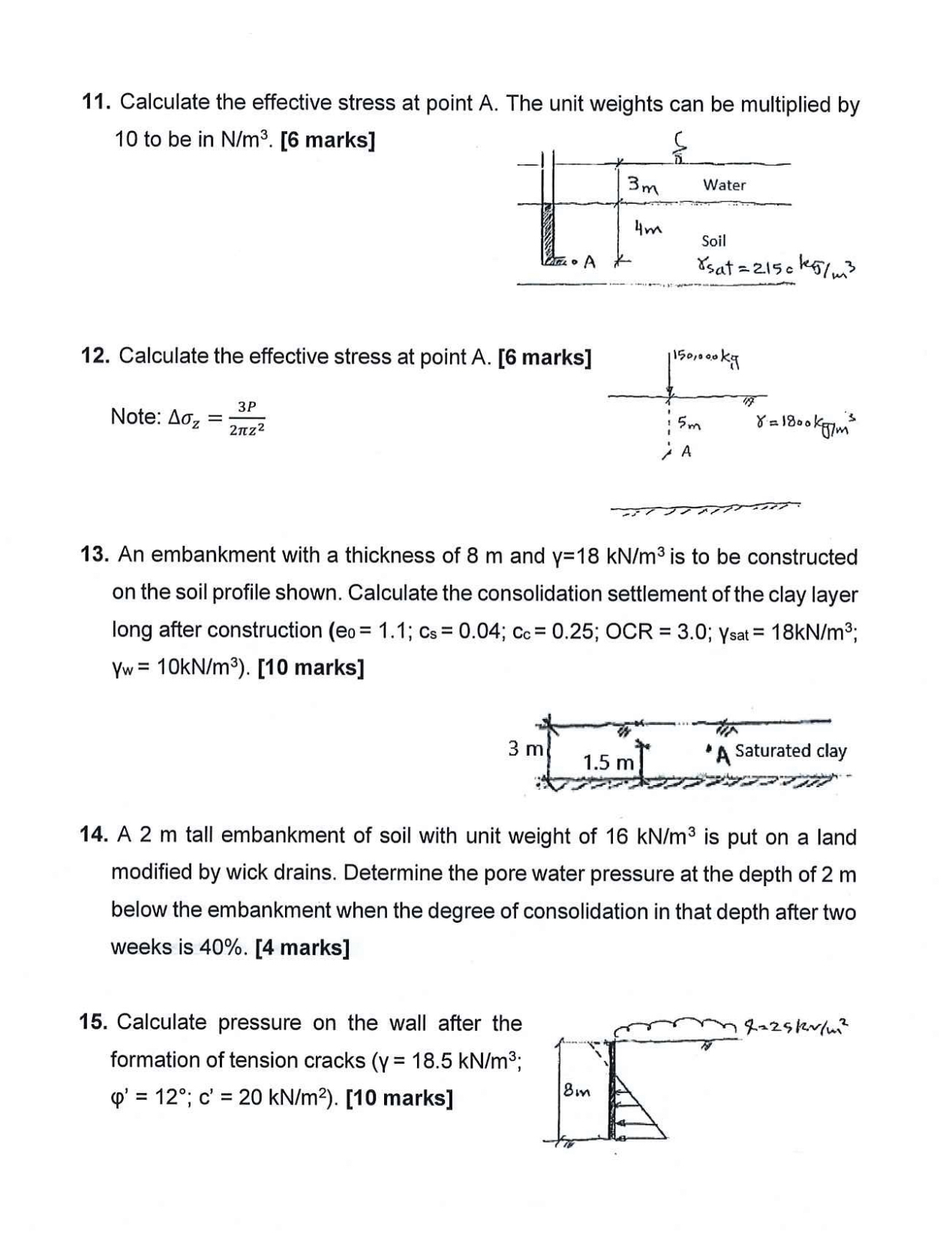 Calculate the effective stress at point A . The