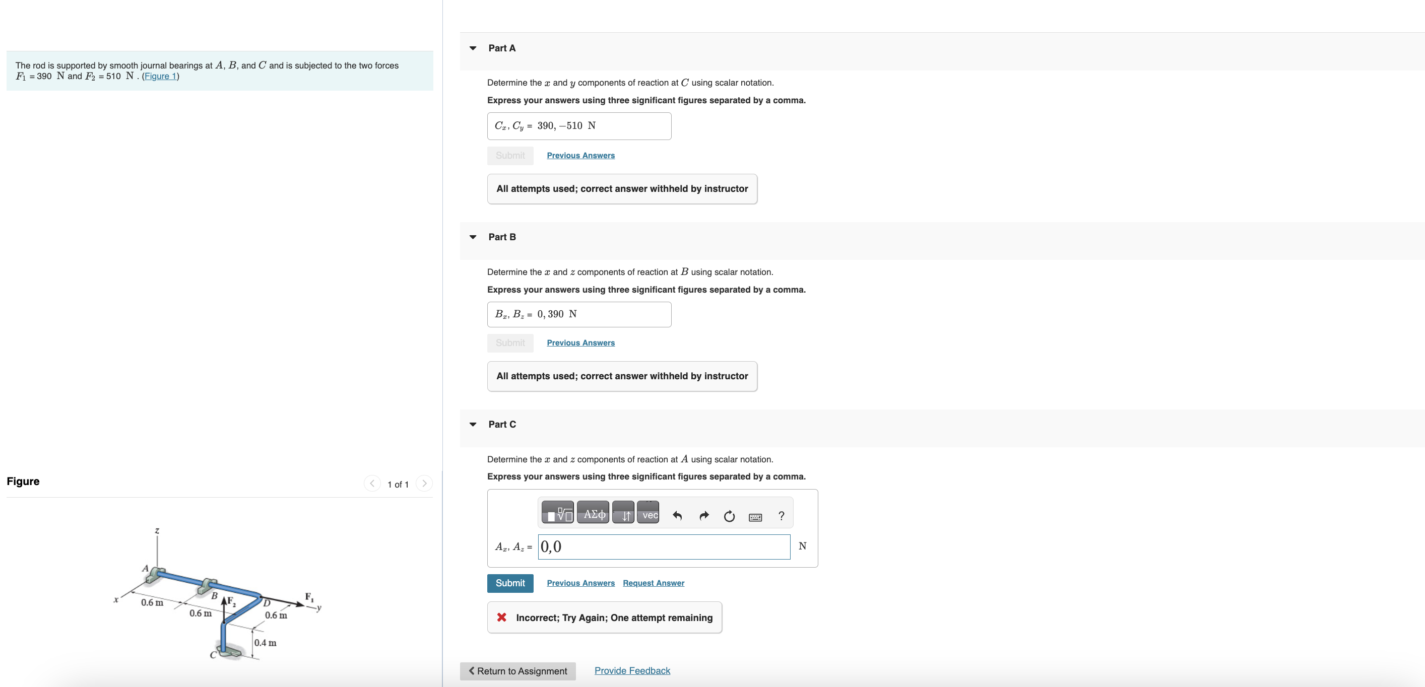 Part C Determine the x and z components of