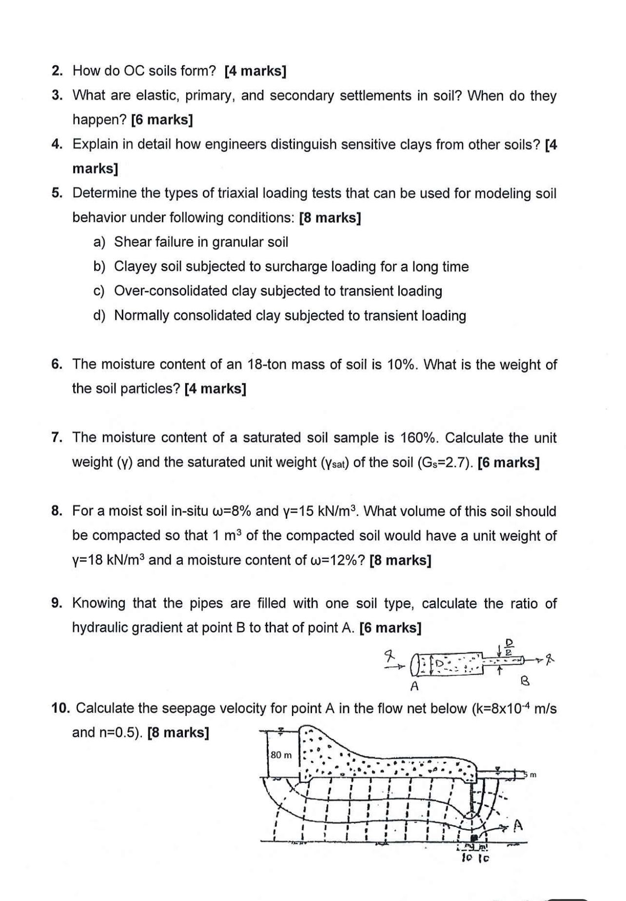 How do OC soils form? [ 4 marks ] What are