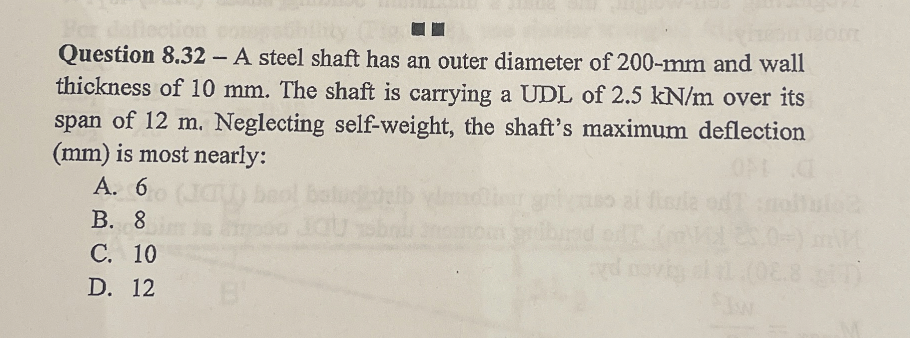 Question 8 . 3 2 - A steel shaft has an outer