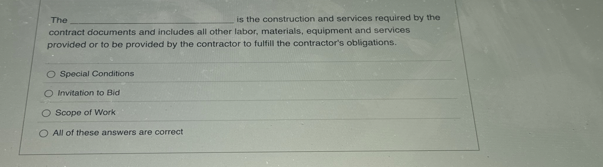 The q , is the construction and services required