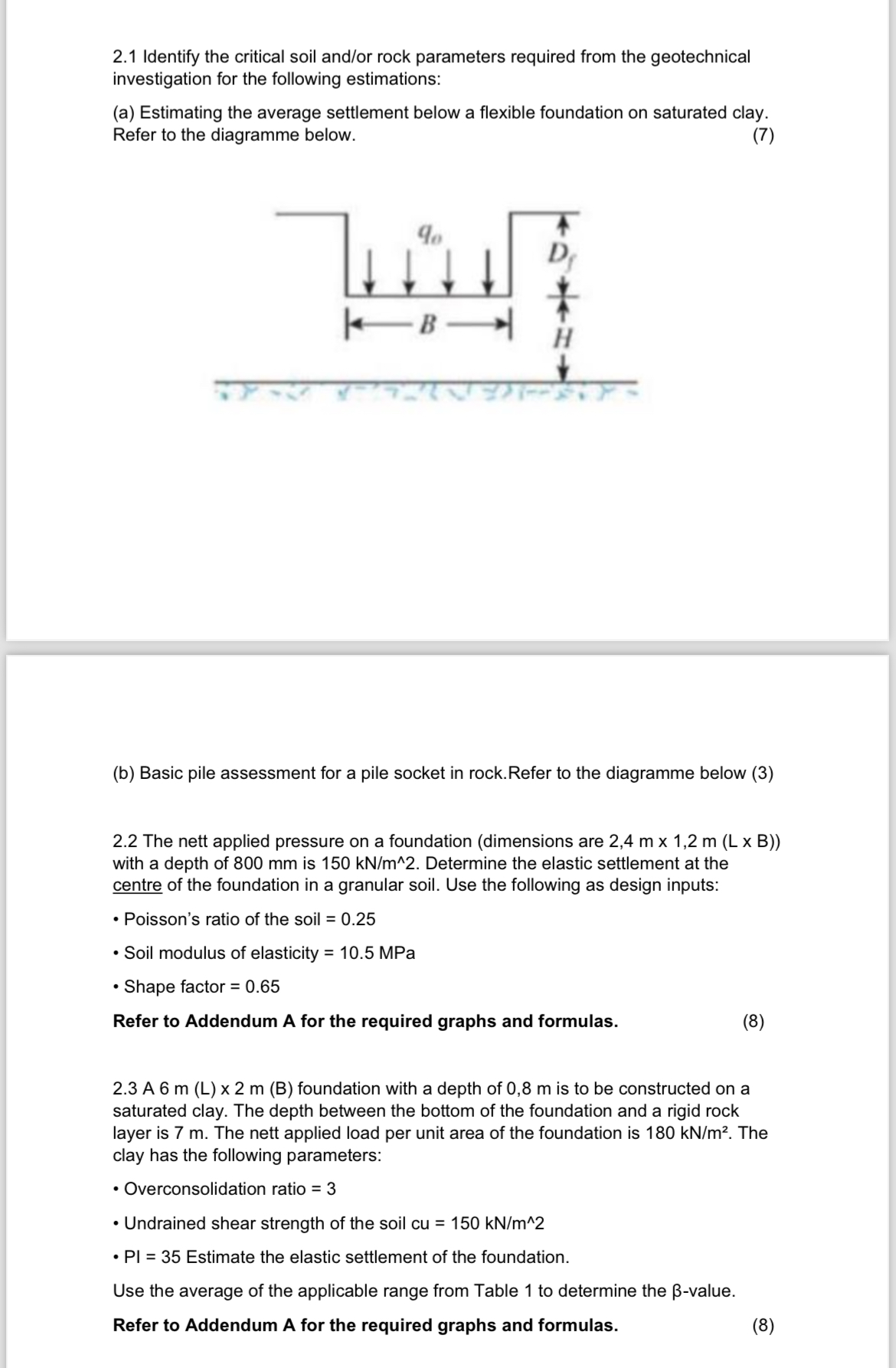 2 . 1 Identify the critical soil and / or rock