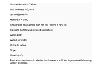 Outside diameter = 3 5 0 m m Wat thickess = 1 0 .