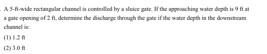 A 5 - ft - wide rectangular channel is controlled
