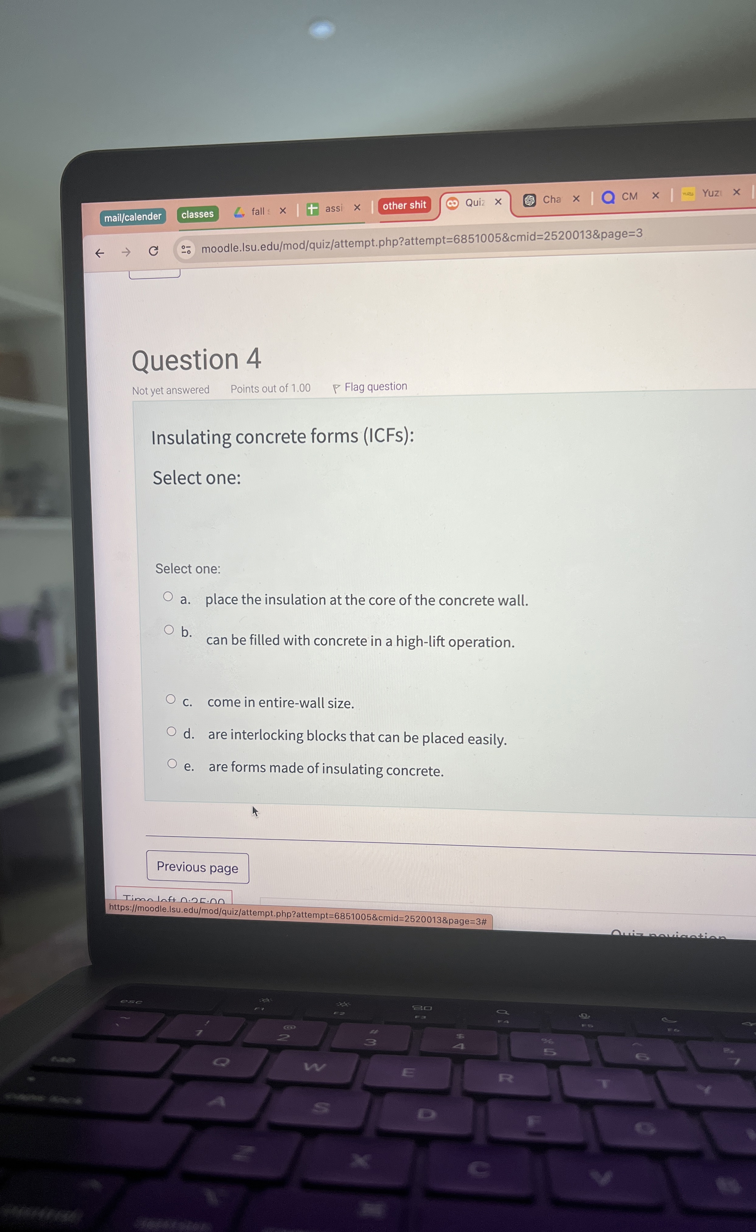 Question 4 Insulating concrete forms ( ICFs ) :