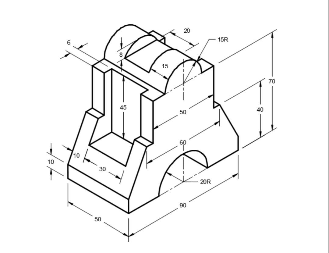 Draw this in AutoCAD from the top, front and side.