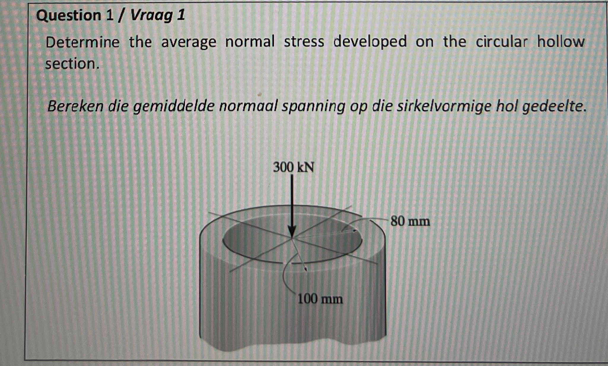 Question 1 / Vraag 1 Determine the average normal