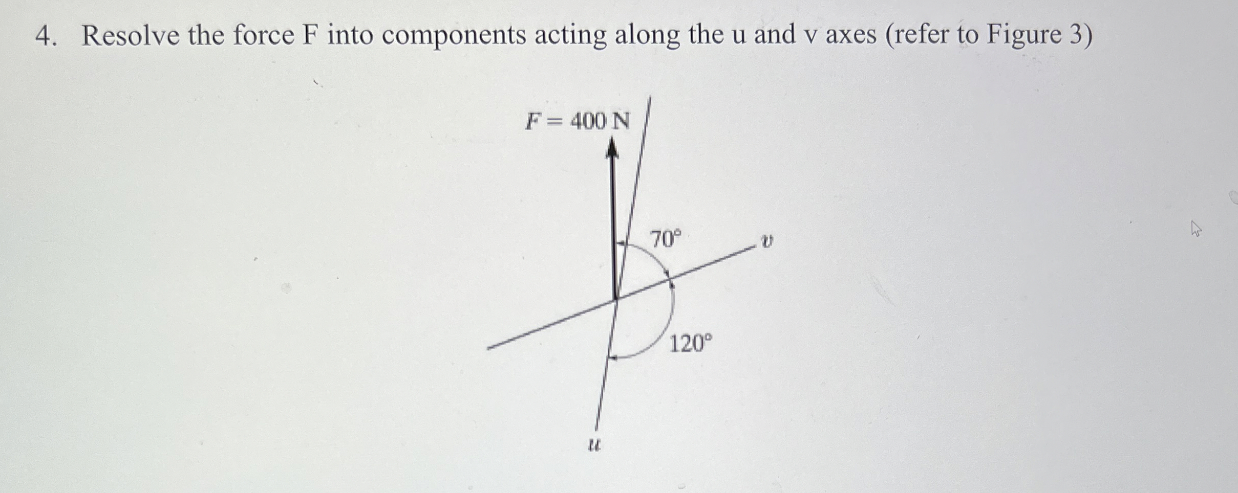 Resolve the force F into components acting along