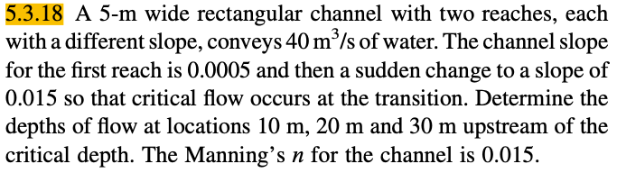 5 . 3 . 1 8 A 5 - m wide rectangular channel with