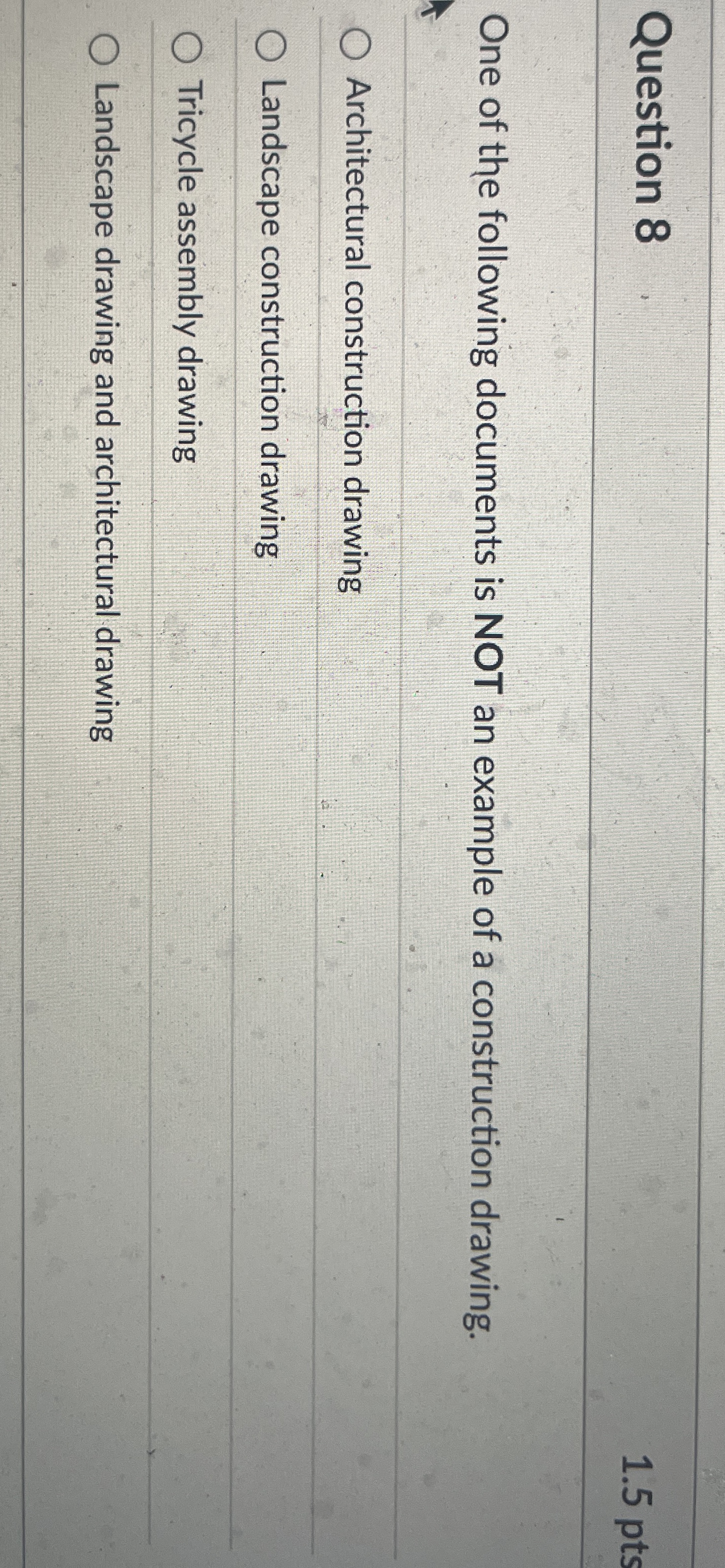 Question 8 1 . 5 pts One of the following