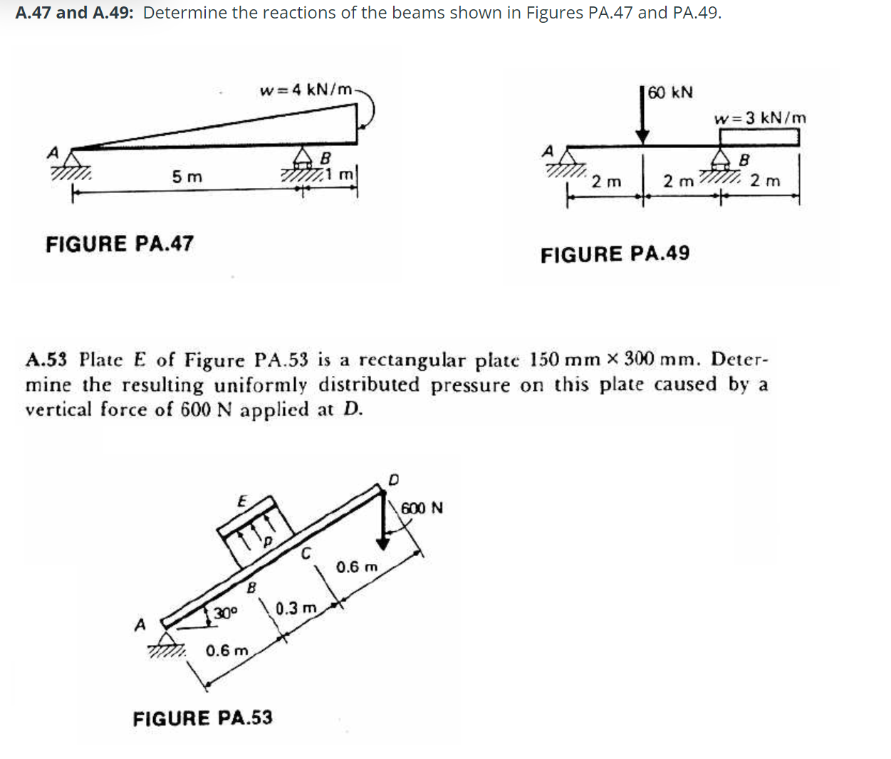 A . 4 7 and A . 4 9 : Determine the reactions of