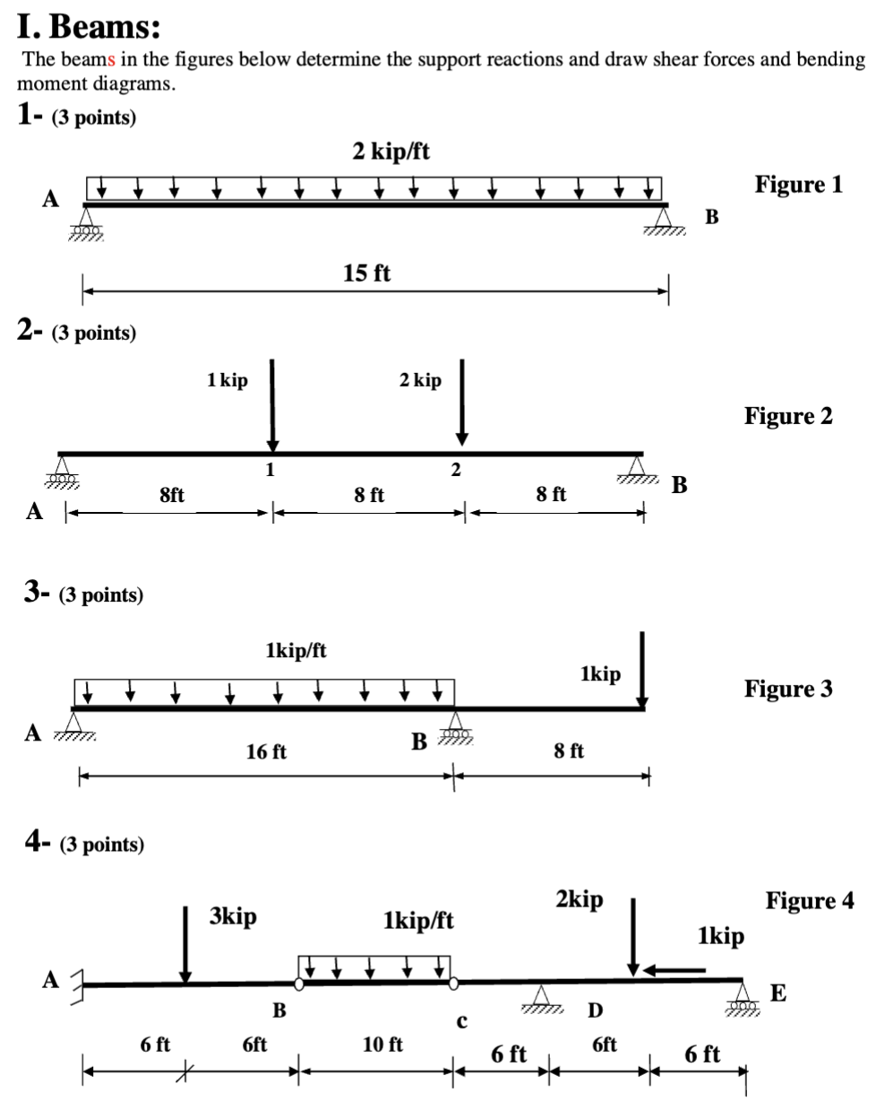 I. Beams: II - Frames ( bonus ) 5 - ( 2 points )