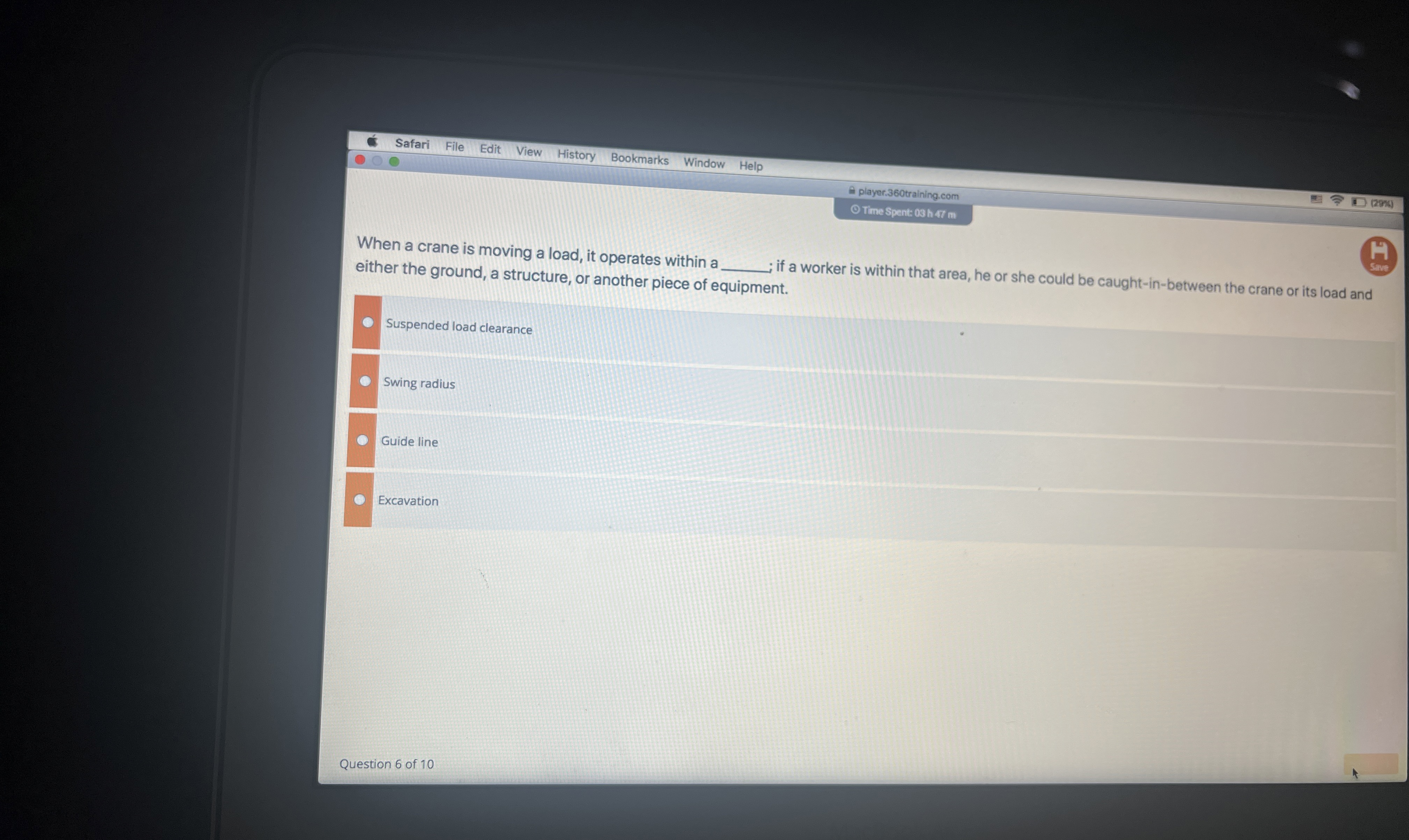 When a crane is moving a load, it operates within