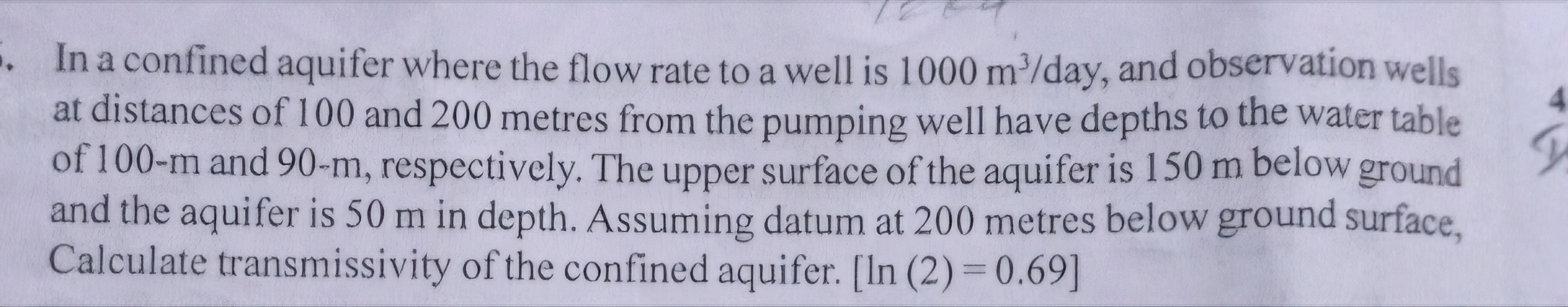 In a confined aquifer where the flow rate to a