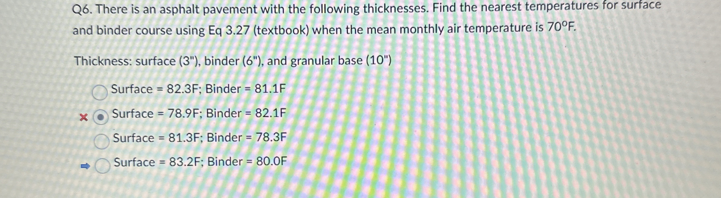 Q 6 . There is an asphalt pavement with the