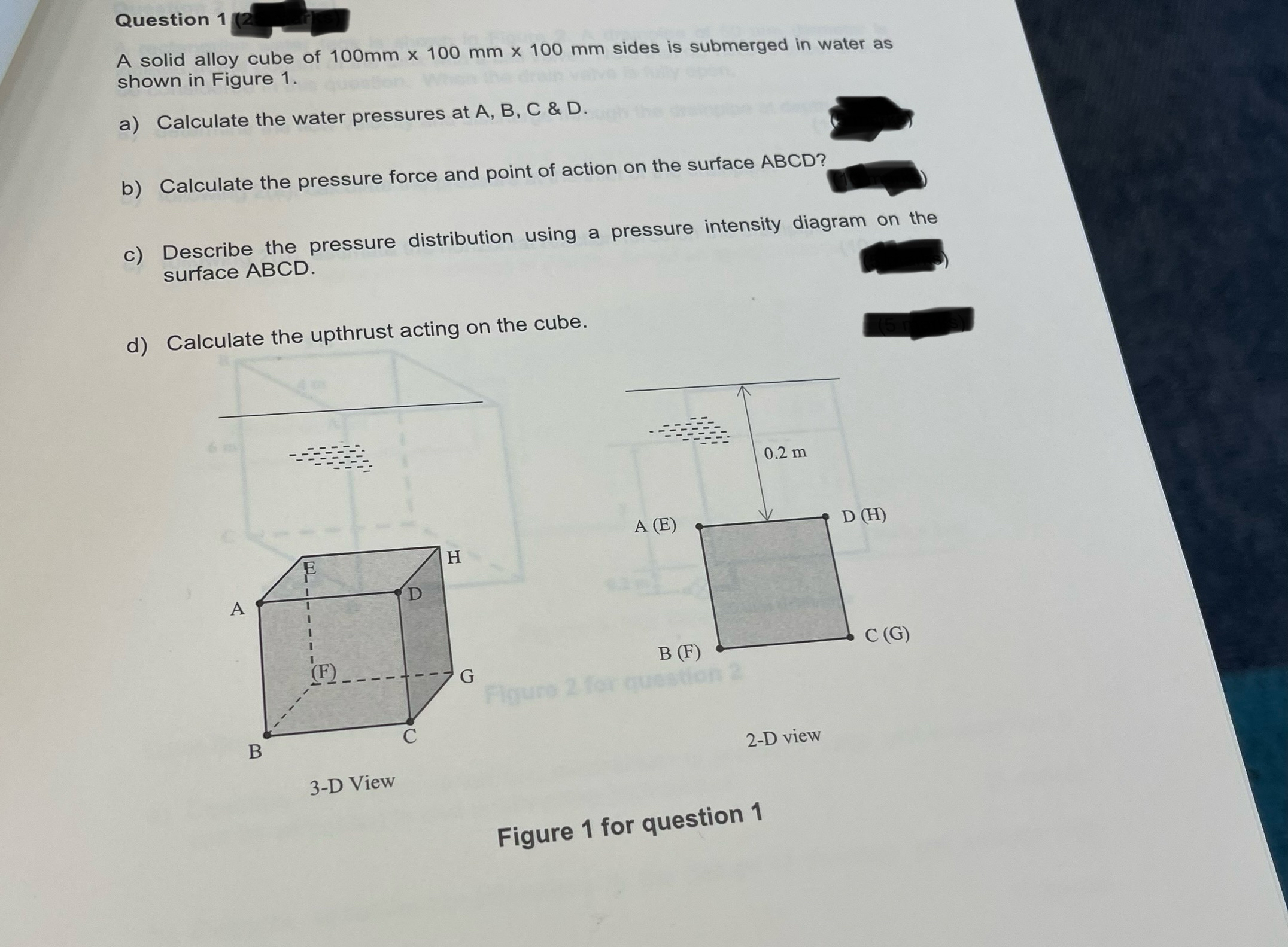 Question 1 A solid alloy cube of 1 0 0 m m 1 0 0