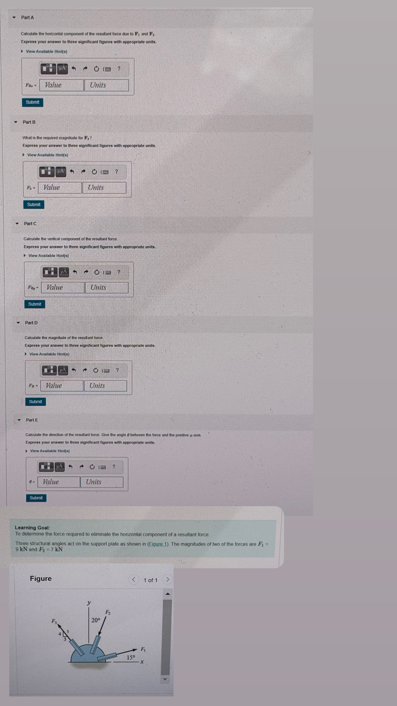 Part A Calculate the horizontal component of the