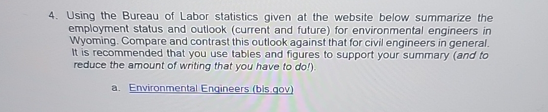 Using the Bureau of Labor statistics given at the