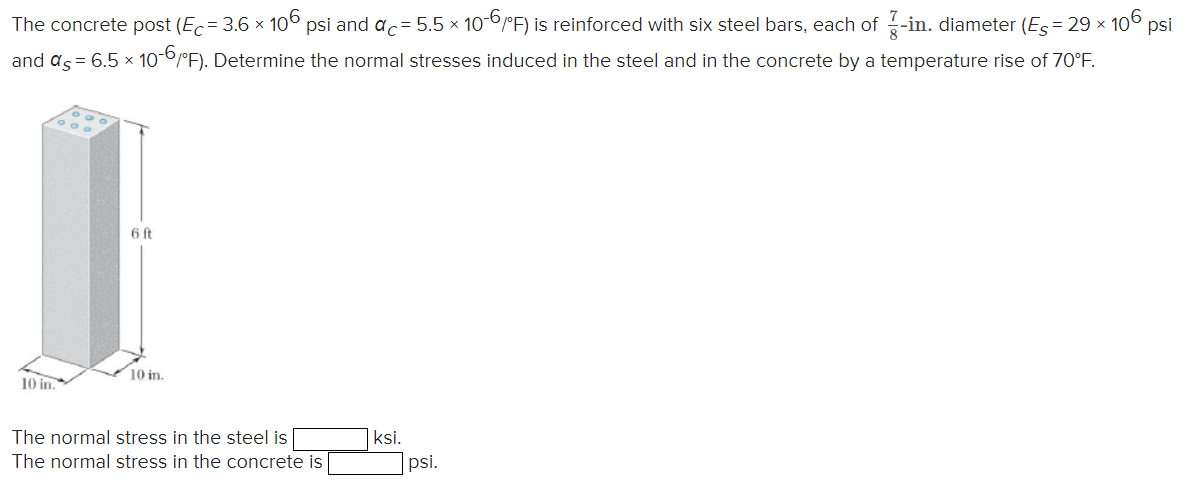 The concrete post and { : C = 5 . 5 1 0 - 6 F )