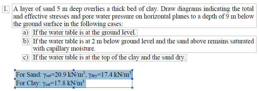 A layer of sand 5 m deep overlies a thick bed of