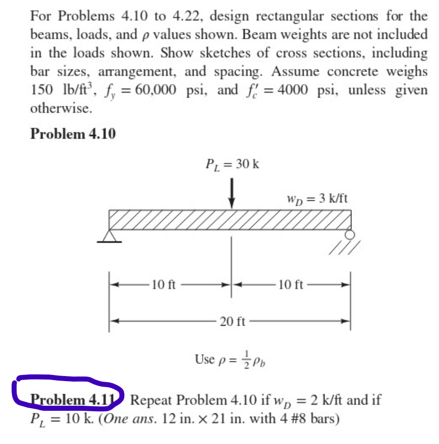 Problem 4 . 1 1 Repeat Problem 4 . 1 0 if w D = 2