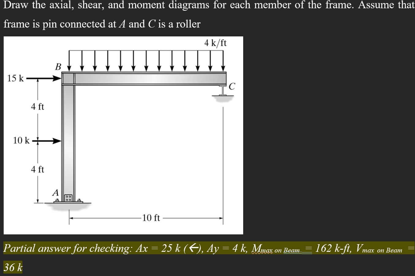 Partial answer for checking: A x = 2 5 k ( l a r