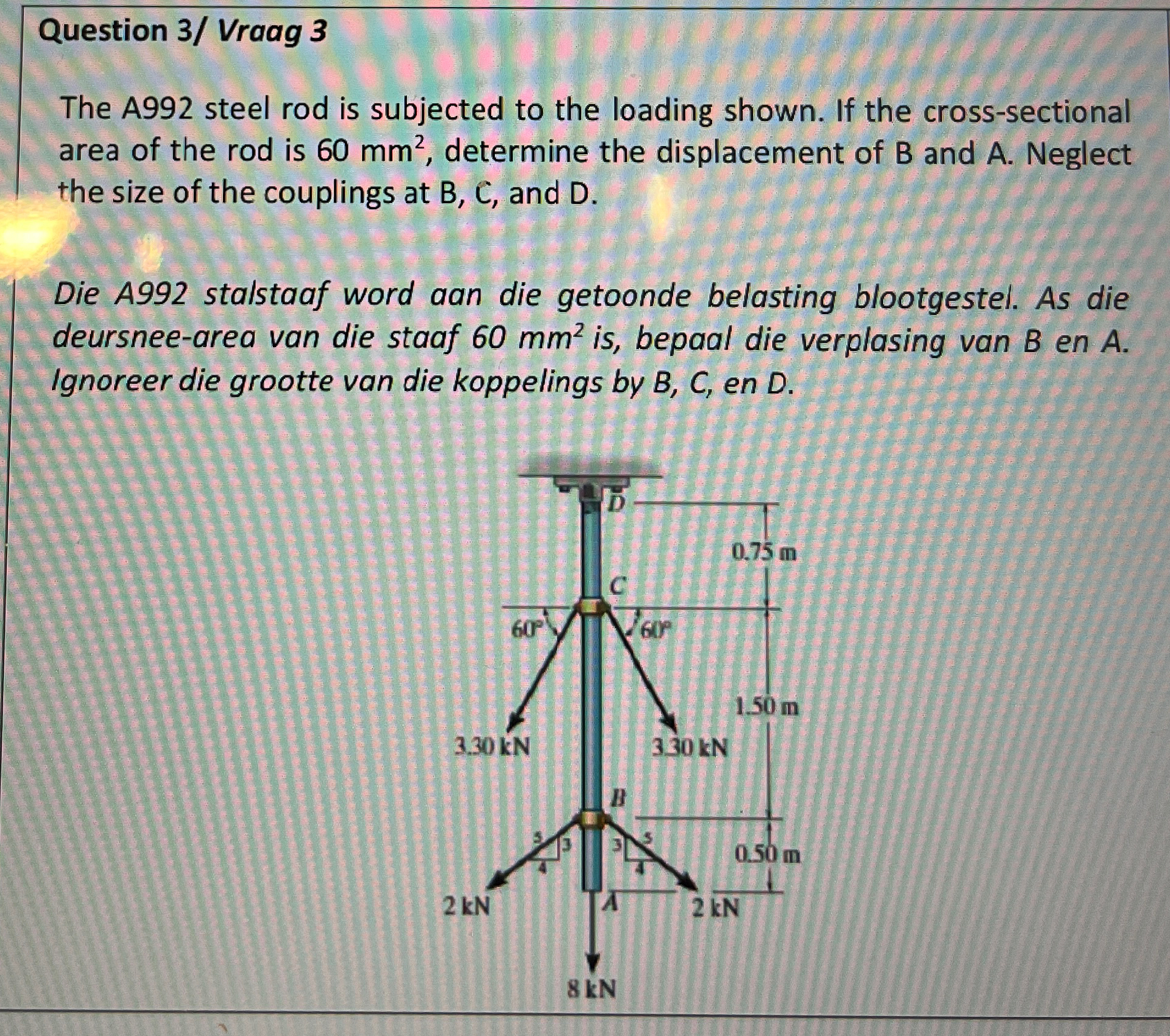 Question 3 / Vraag 3 The A 9 9 2 steel rod is