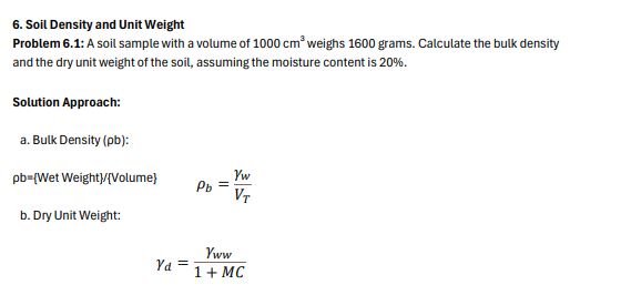 Show me the steps to solve Soil Density and Unit