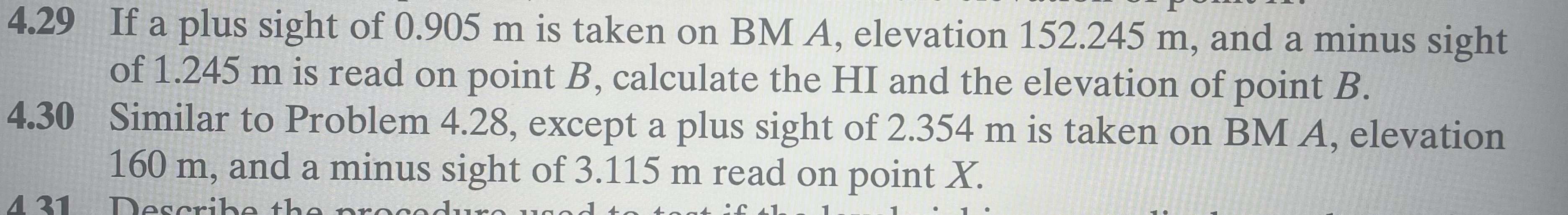 4 . 2 9 If a plus sight of 0 . 9 0 5 m is taken