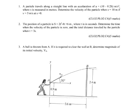 A particle travels alone a straight line with an