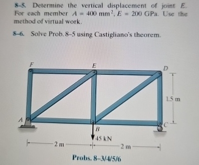 8 - 5 . Determine the vertical displacement of