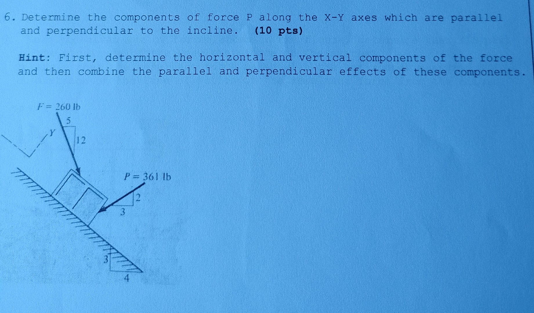 Determine the components of force P along the x -