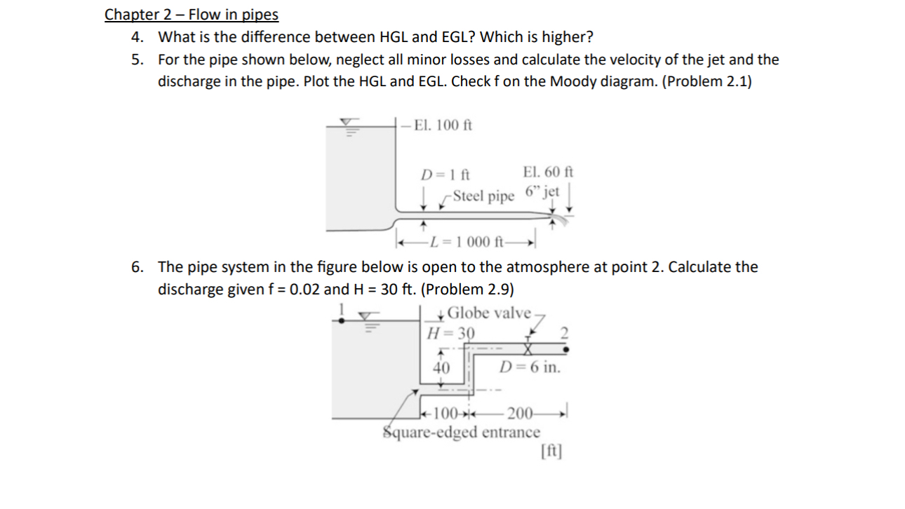 Chapter 2 - Flow in pipes 4 . What is the