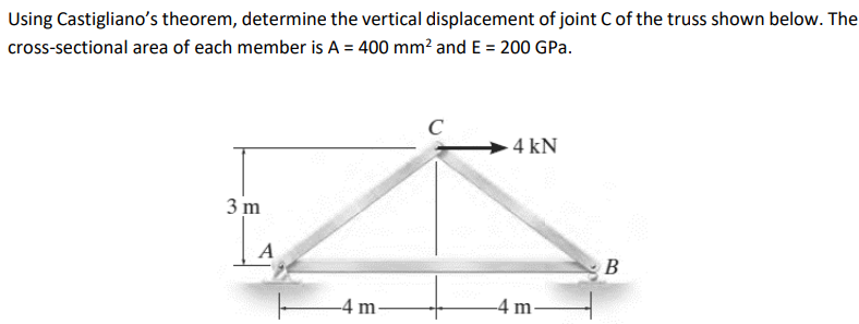 Using Castigliano's theorem, determine the